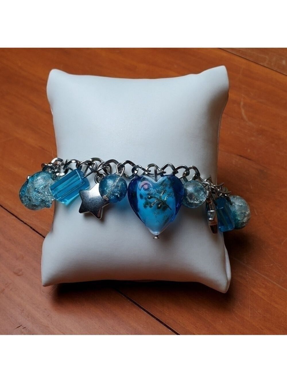 Bracelet Silver Blue White Charms NWT